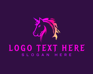 Stallion - Fire Horse Unicorn logo design
