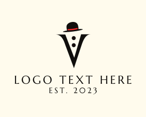 Waiter - Letter V Tuxedo Hat logo design