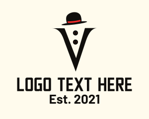 Tuxedo - Letter V Tuxedo Hat logo design