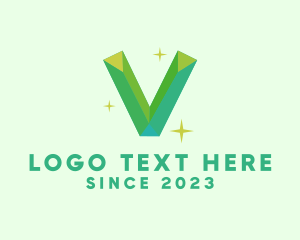 Diamond - Shiny Gem Letter V logo design