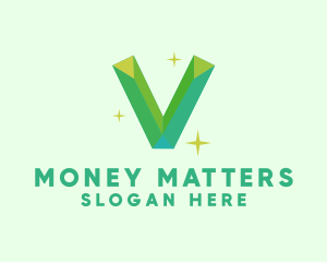 Shiny Gem Letter V Logo