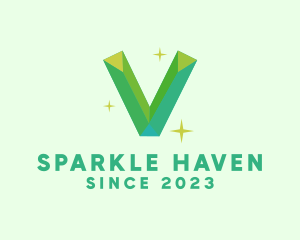 Glitter - Shiny Gem Letter V logo design