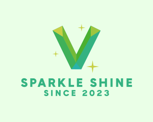 Twinkle - Shiny Gem Letter V logo design