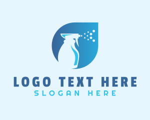 Clean - Blue Spray Bottle Cleaning logo design