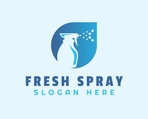 Blue Spray Bottle Cleaning logo design