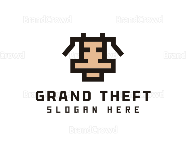 Pixel Cow Head Logo