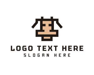 Head - Pixel Cow Head logo design