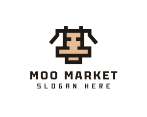 Pixel Cow Head logo design