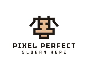 Pixel Cow Head logo design