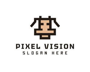 Pixel Cow Head logo design