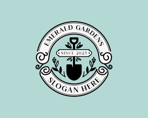 Gardener Landscaping Shovel logo design