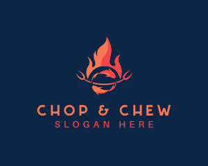 Flaming - BBQ Grill Seafood logo design