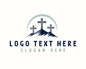 Three Crosses - Ministry Cross Crucifix logo design