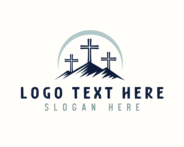 Three Crosses - Ministry Cross Crucifix logo design