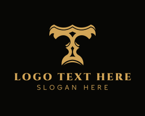 Text - Antique Carving Letter T logo design