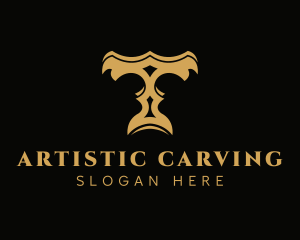Carving - Antique Carving Letter T logo design