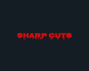 Cut - Blood Drip Stab Horror logo design