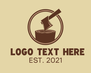 Woodcutter - Brown Axe Lumberjack logo design