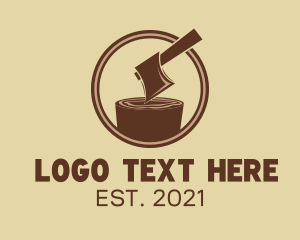 Woodwork - Brown Axe Lumberjack logo design