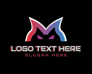 Modern - Cat Gaming Letter M logo design