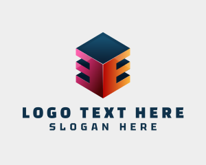 Software - 3D Cube Business Letter E logo design