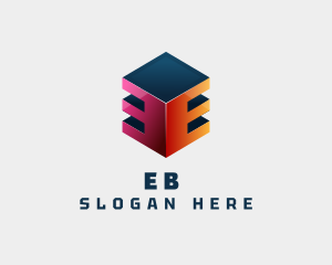 Office - 3D Cube Business Letter E logo design