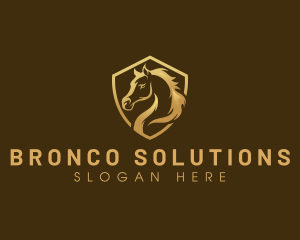 Bronco - Horse Stallion Shield logo design