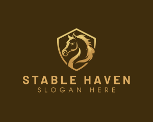 Horse Stallion Shield logo design