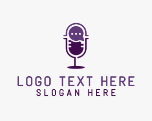 Speech Bubble - Podcast Mic Chat logo design