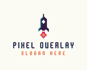 Spaceship Pixelated Game logo design