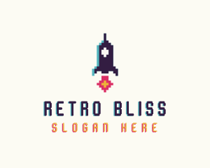 Nostalgia - Spaceship Pixelated Game logo design