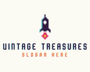 Collectibles - Spaceship Pixelated Game logo design