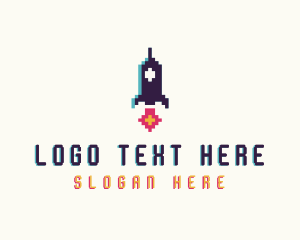 Esports - Spaceship Pixelated Game logo design