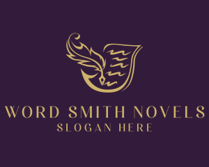 Novelist - Document Quill Pen logo design