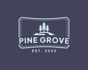 Retro Pine Tree Camping logo design