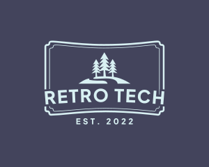 Retro Pine Tree Camping logo design