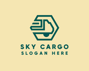 Modern Cargo Transport Truck logo design