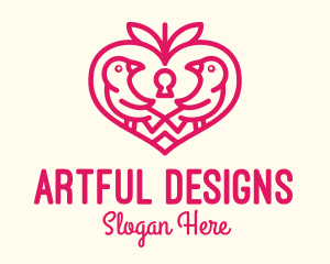 Red Valentine Lovebird logo design