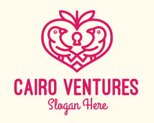 Red Valentine Lovebird logo design