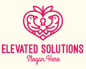 Red Valentine Lovebird logo design