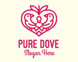 Red Valentine Lovebird logo design