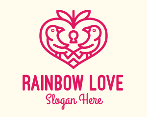 Red Valentine Lovebird logo design