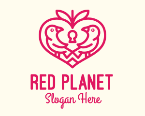 Red Valentine Lovebird logo design