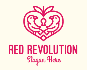 Red Valentine Lovebird logo design