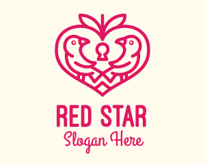 Red Valentine Lovebird logo design