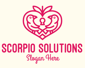 Red Valentine Lovebird logo design