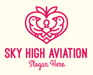 Red Valentine Lovebird logo design