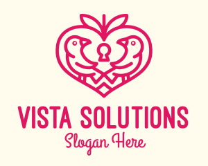 Red Valentine Lovebird logo design