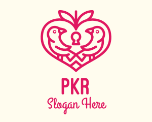 Red Valentine Lovebird logo design