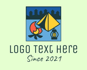 Night Time - Outdoor Campsite Teepee logo design